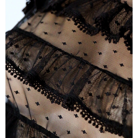 Last ☝️ Sheer Mesh Polka Dot Ruffle Crop Lace Top - Picture 6 of 8